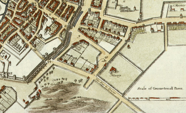 Oaten Hill area of Canterbury (after Speed 1611)
